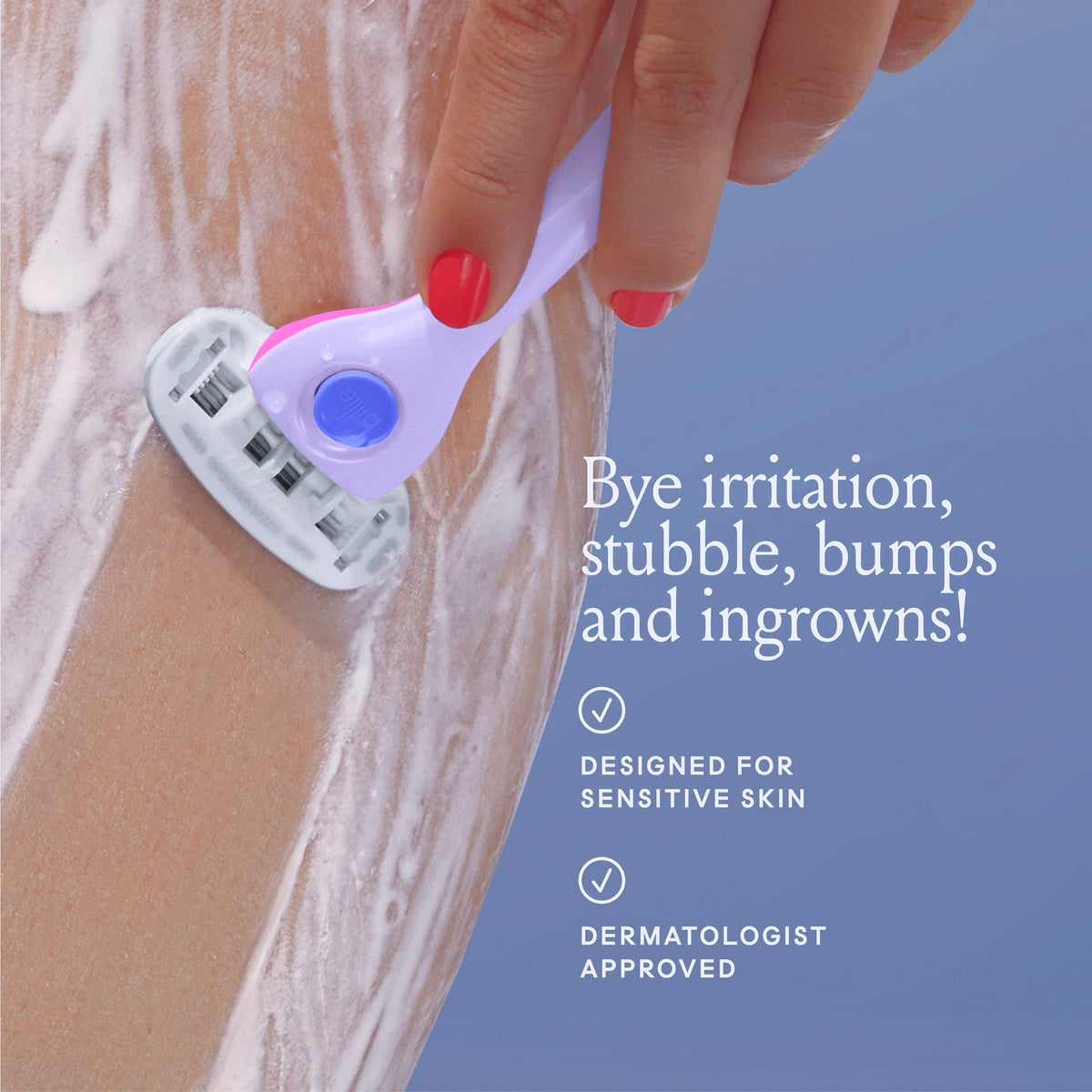 Billie razor in shower on wet skin providing comfortable shave