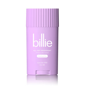 Billie front packaging showing Lavender Milk scent and benefits