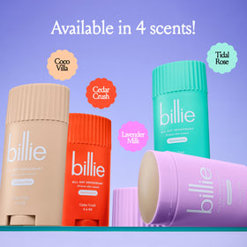 Billie ingredient label highlighting aluminum-free and vegan benefits