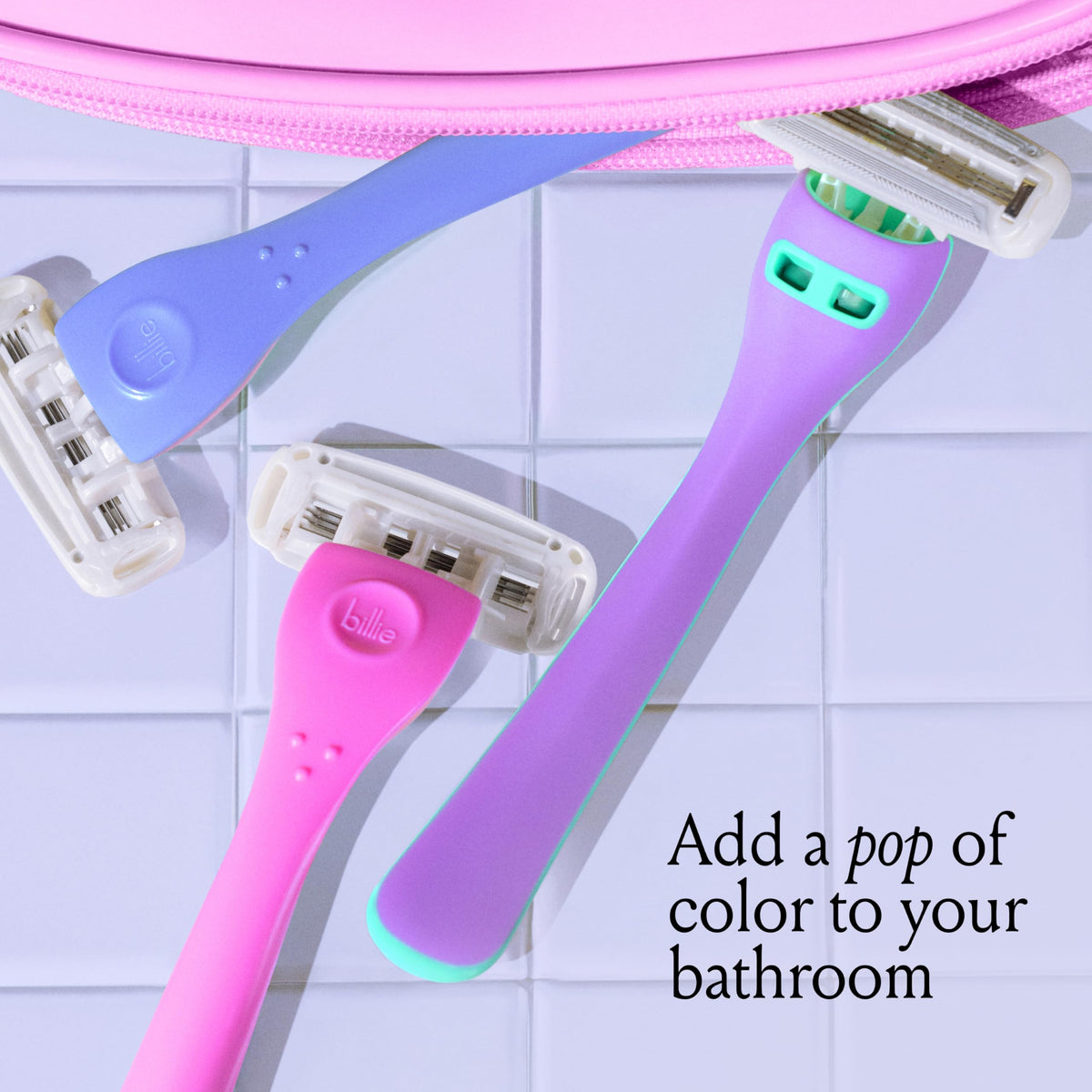 Billie razor set on bathroom counter demonstrating everyday convenience