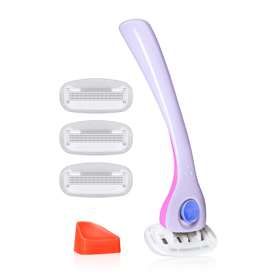 Billie razor front packaging showing kit and benefits