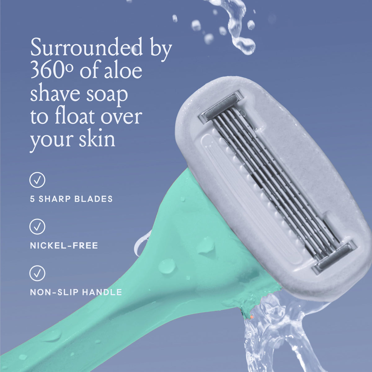 Billie razor handle with new cartridge installed for easy replacement benefit