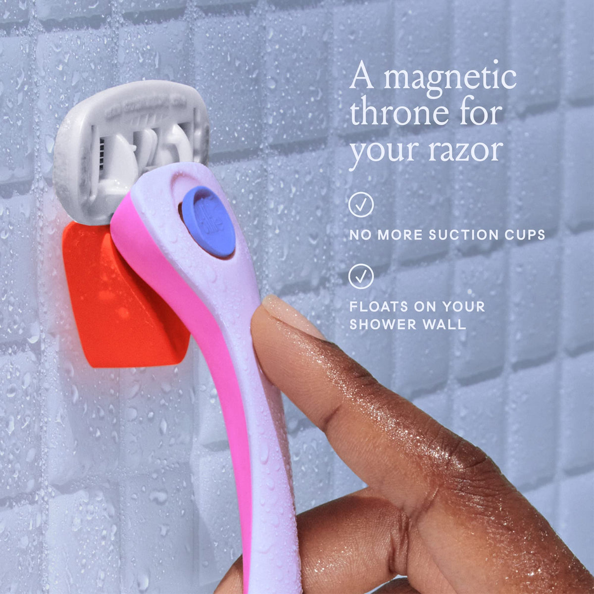 Billie razor held for scale to show compact travel-friendly size