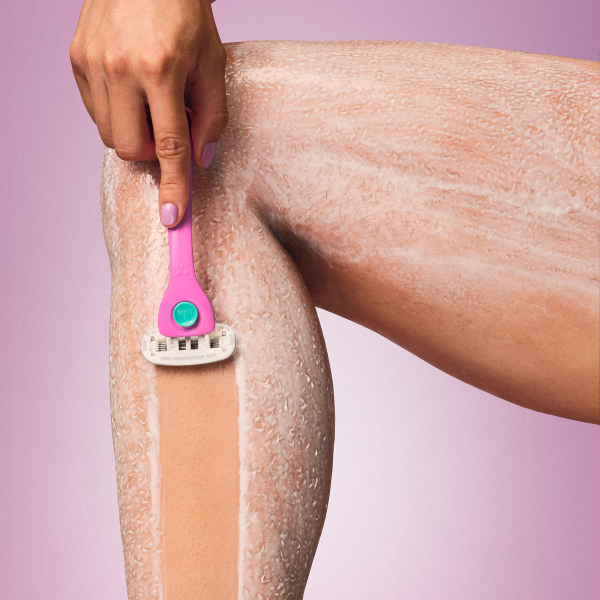 Billie milky lather close-up highlighting emulsified glide for smooth shaving