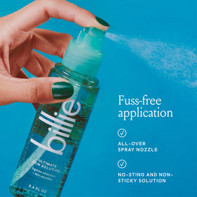 Billie product texture on hand highlighting lightweight, non-sticky finish
