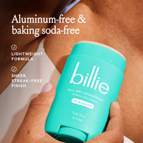 Billie ingredient close-up highlighting gentle, odor-fighting components