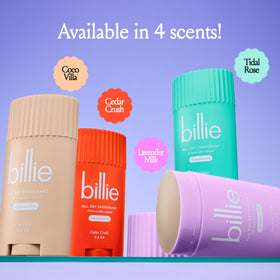 Billie label detail showing aluminum-free and vegan claims clearly