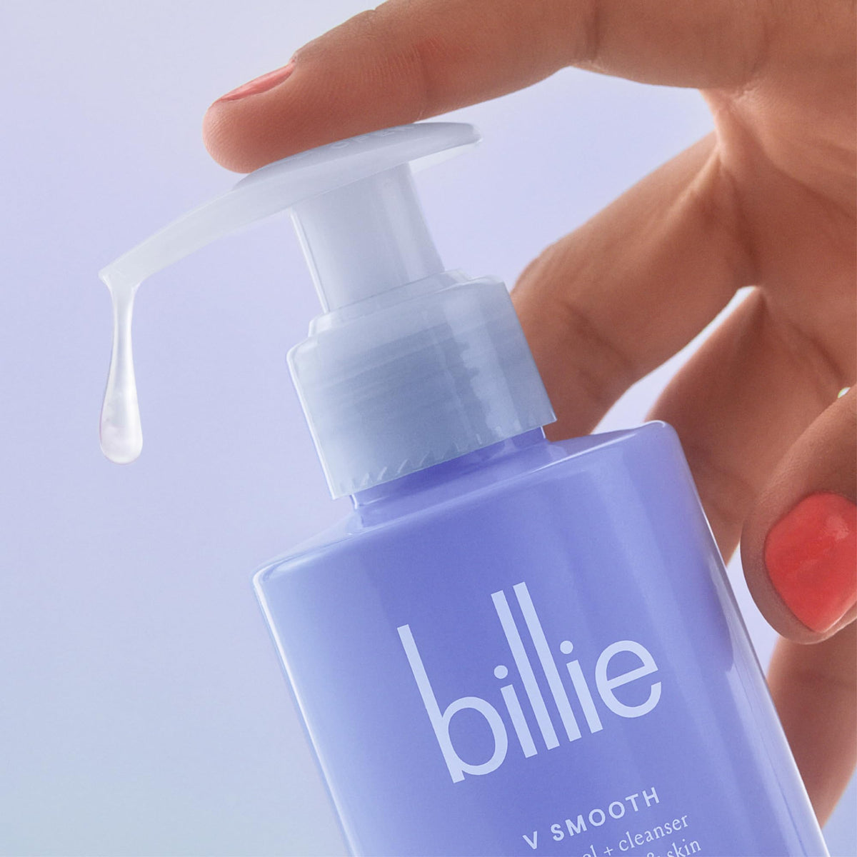 Billie clear foam on hand highlighting visibility and protective glide while shaving