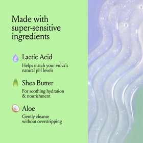 Billie ingredient label showing lactic acid and aloe for gentle, pH-aware care