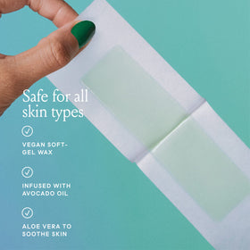 Billie wax strip applied to underarm demonstrating quick, no-heat removal