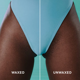 Billie strip being applied to bikini area for quick at-home use