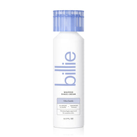 Billie front packaging showing fragrance-free gentle shave cream benefits
