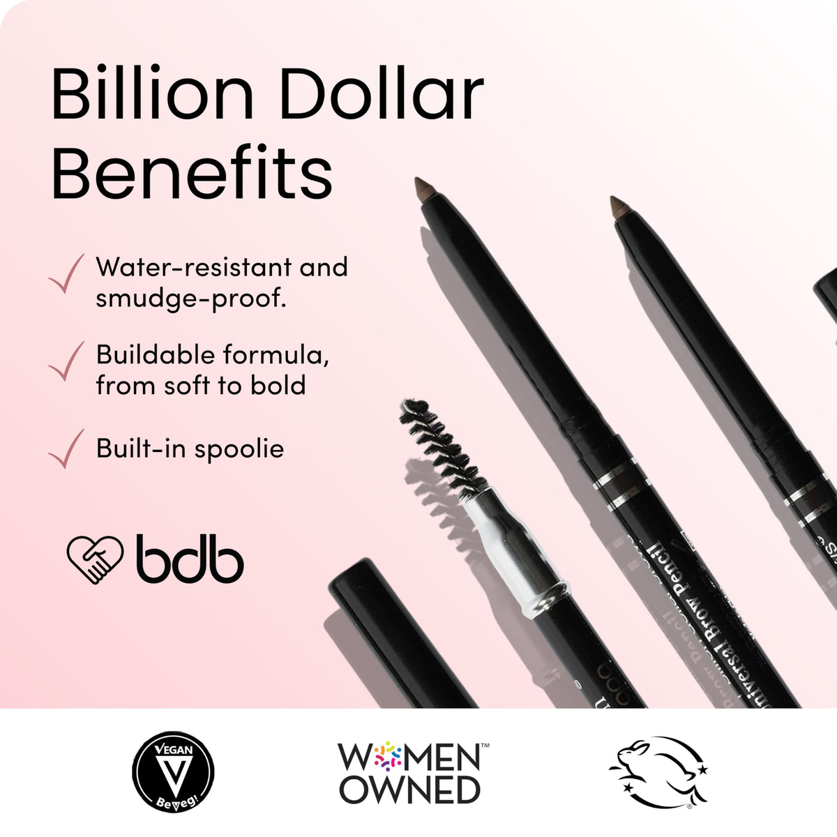 billion dollar brows dual-ended pencil open to show tip and brush