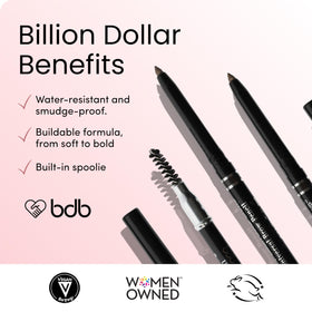 billion dollar brows dual-ended pencil open to show tip and brush