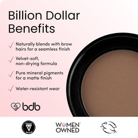 billion dollar brows angled brush applying taupe powder for precise hair-like strokes