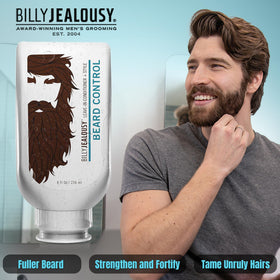 Billy Jealousy used on a beard during application showing smoother, tamed hairs