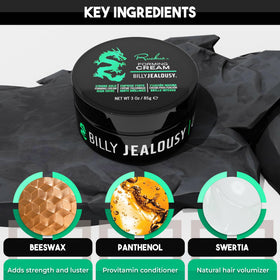 billy jealousy beeswax ingredient scoop with wax, signaling strength and shine