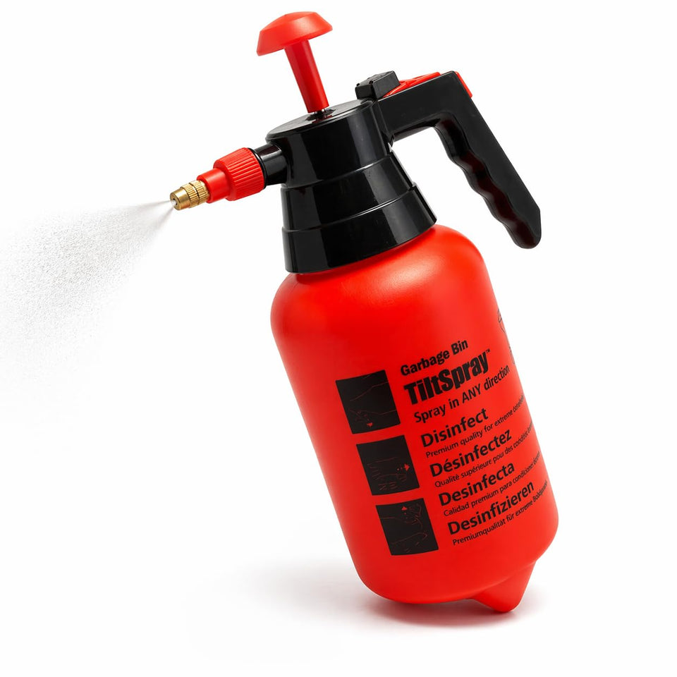 BinClaw TiltSpray front packaging showing durable 32oz bottle and label benefits
