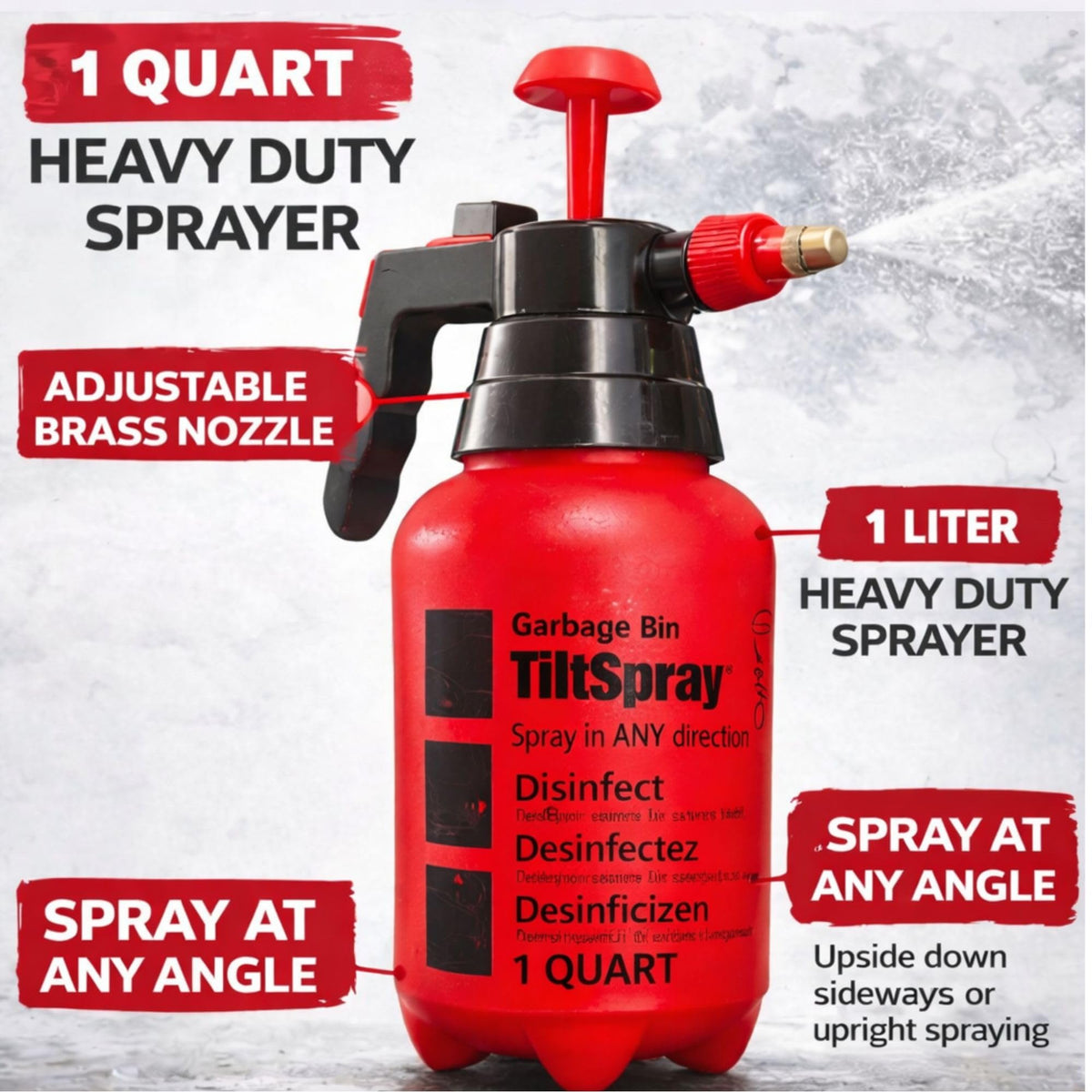 BinClaw TiltSpray adjustable nozzle close-up allowing mist to stream switch