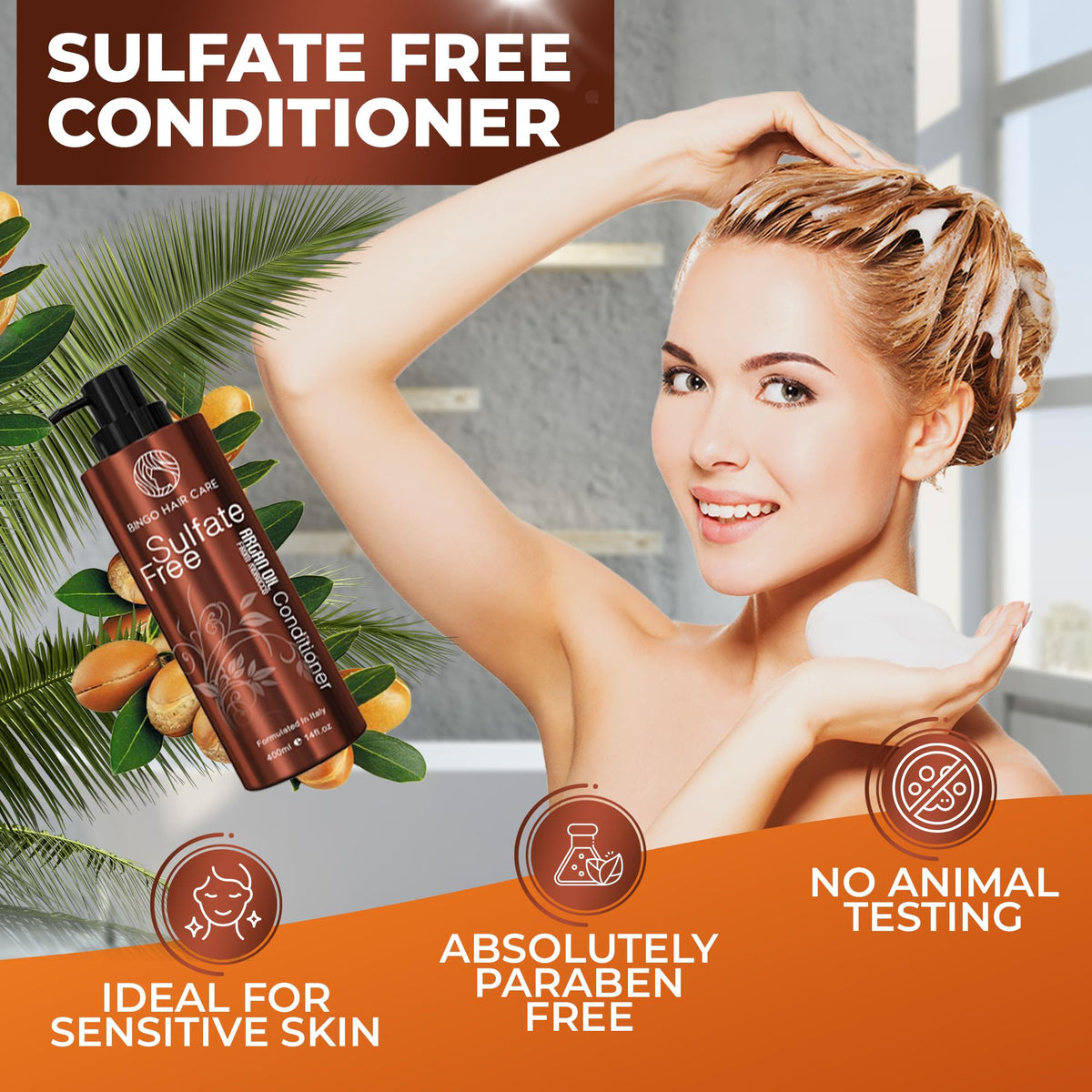 BINGO HAIR CARE in-shower application demonstrating detangling effect
