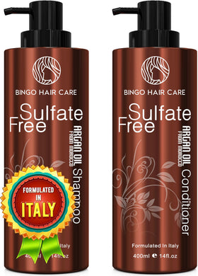 BINGO HAIR CARE front packaging showing argan oil set for hydration
