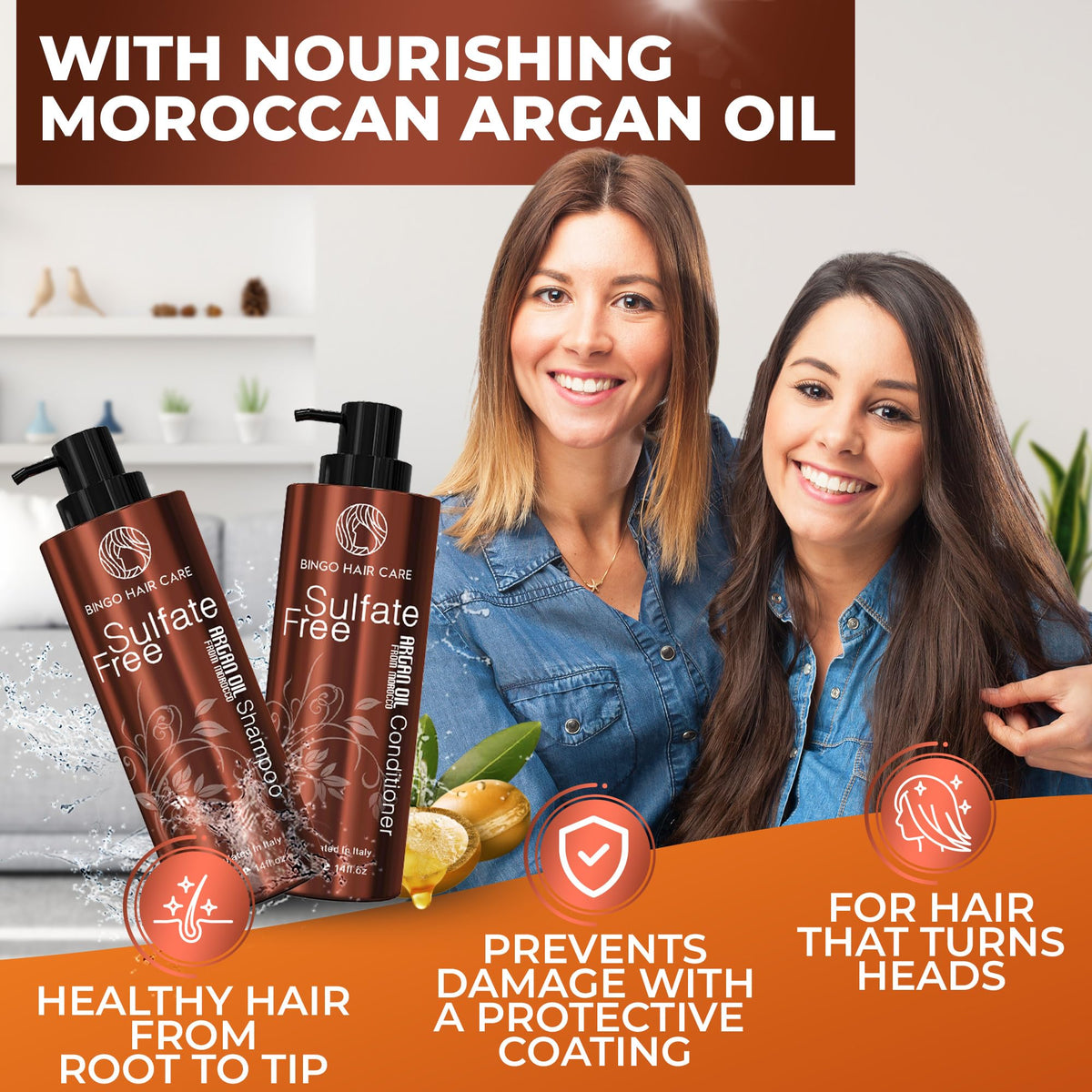 BINGO HAIR CARE shampoo pump dispensing gentle cleanser for shine