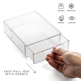 BINO drawer next to hand showing small size and space-saving benefit