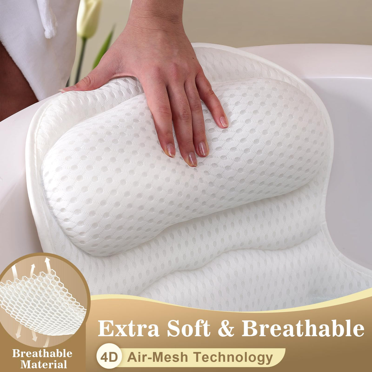 Binobella suction cups detail demonstrating secure grip and stable bath support