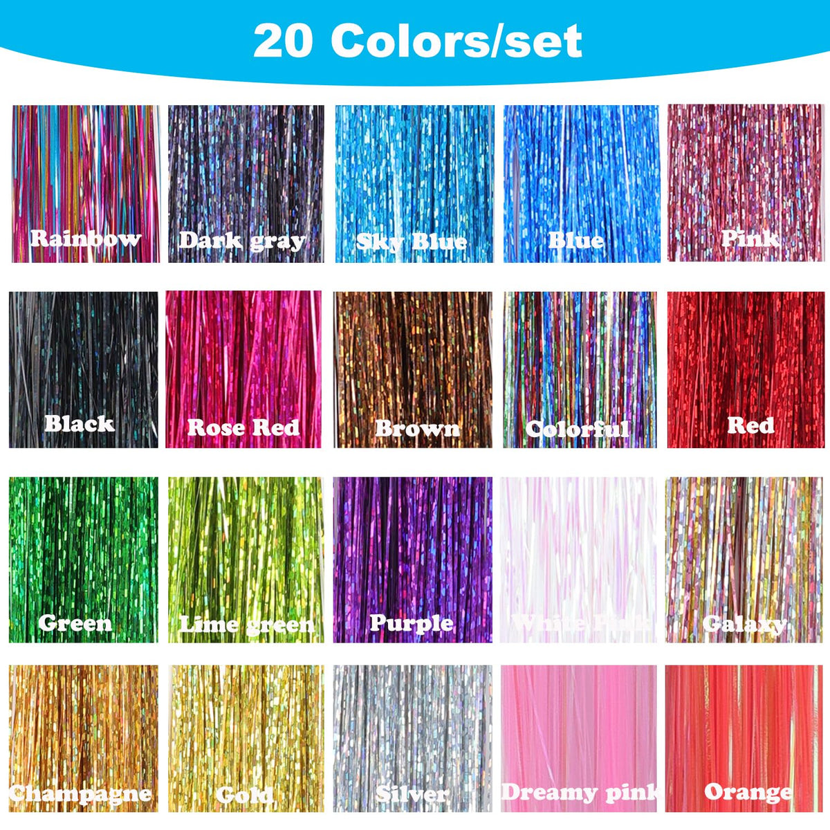 Bintvoy close-up of glitter tinsel strands showing sparkle and texture