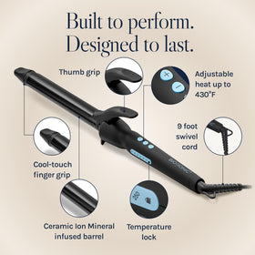 Bio Ionic handle controls and cool-touch grip for safe, comfortable styling