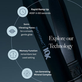 Bio Ionic styling iron in use straightening mid-length hair for faster styling results