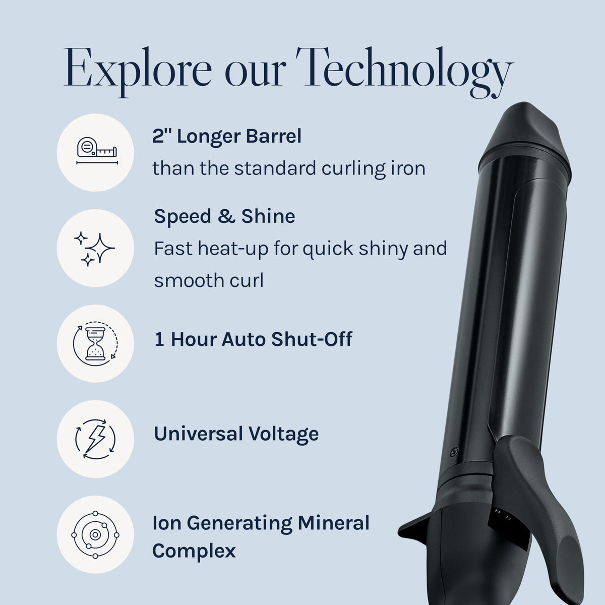 BIO IONIC handle detail showing cool touch grip and ergonomic control for safer styling