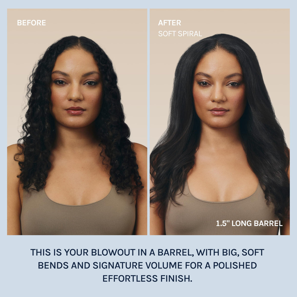 BIO IONIC held in hand to show scale and ease of use for longer hair styling