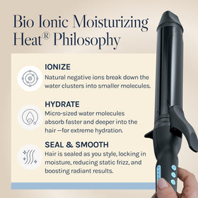 BIO IONIC lifestyle image on vanity showing tool ready for everyday styling convenience