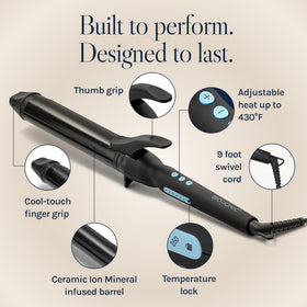 BIO IONIC temperature display highlighting adjustable heat up to 430F for all hair types