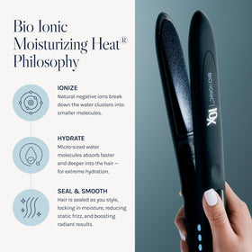 Bio Ionic close-up of ceramic sonic vibrating plates showing smooth finish and heat evenness