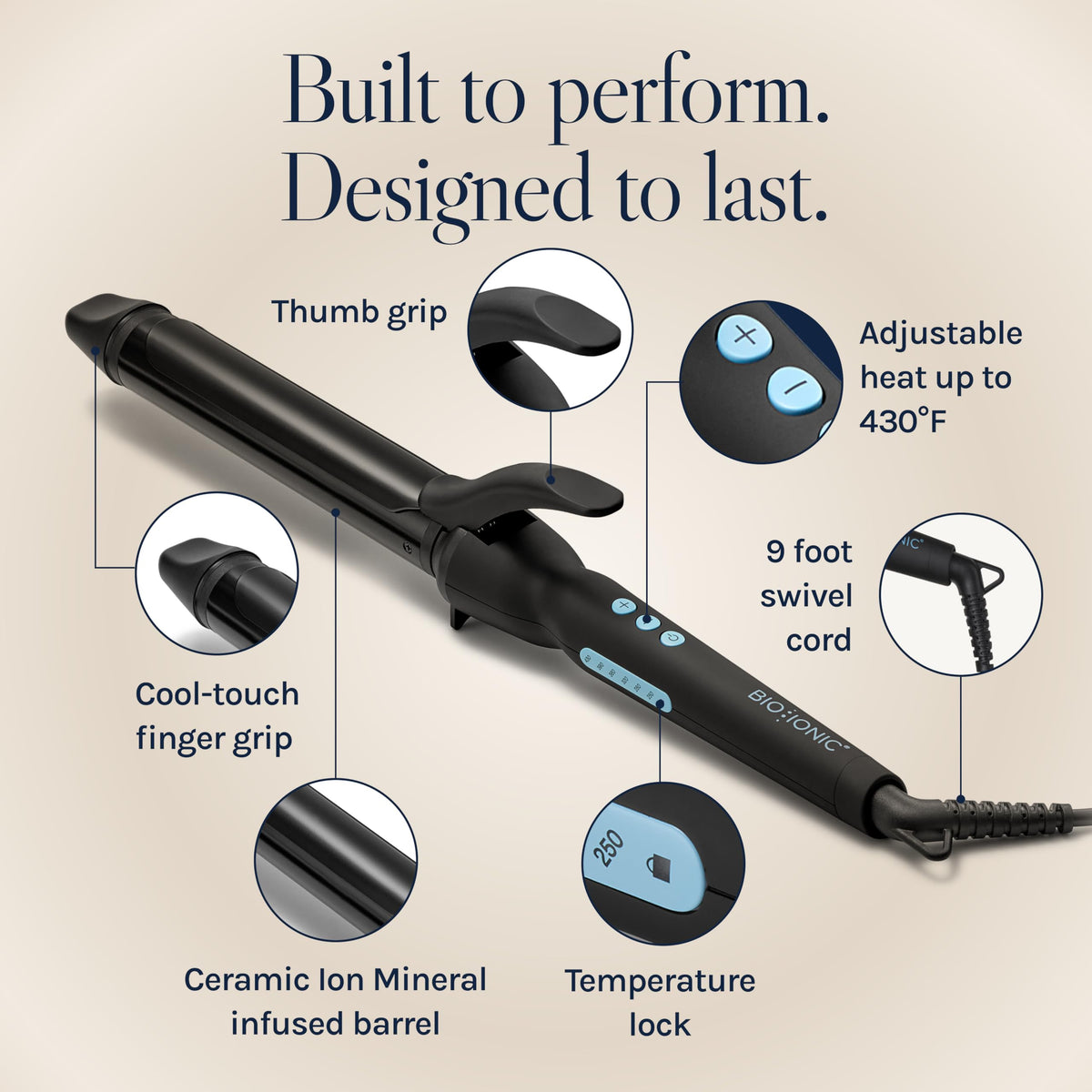 Bio Ionic swivel cord and handle for tangle-free maneuverability