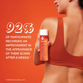 Bio-Oil body lotion pouring to show lightweight, high-oil formula