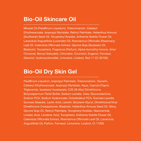 Bio-Oil plant oil ingredients flatlay illustrating nourishing botanicals
