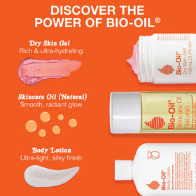 Bio-Oil beside common items to show 2 oz travel-friendly size benefit