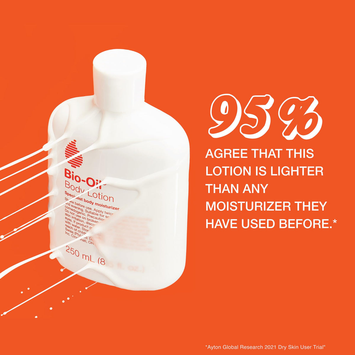 Bio-Oil texture spread on skin highlighting fast absorption and non-greasy finish