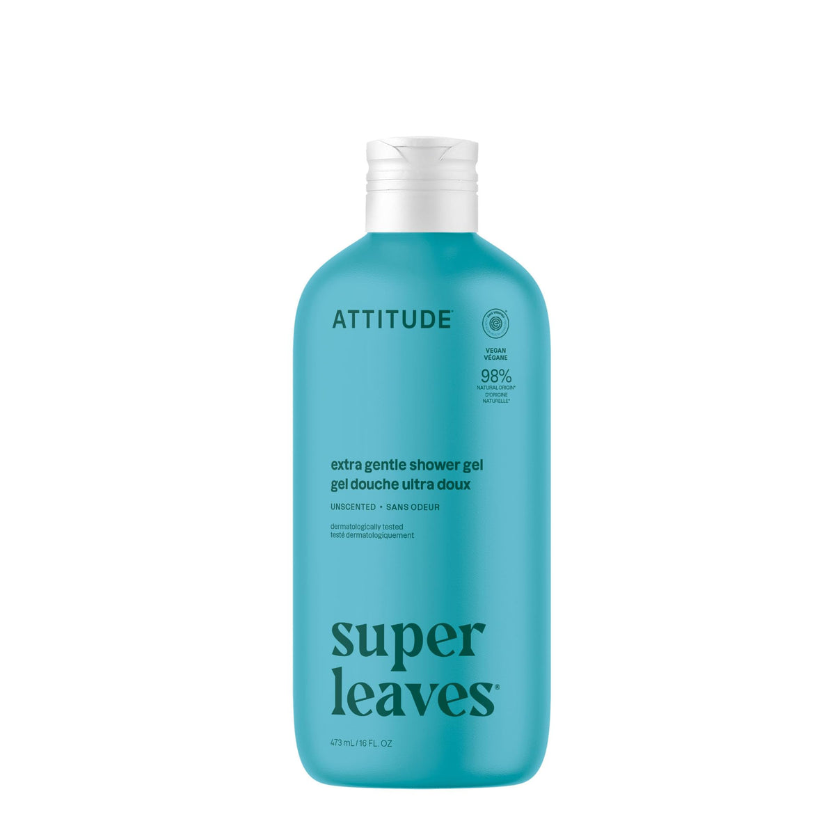 BIO SPECTRA ATTITUDE front bottle view showing unscented body wash benefits