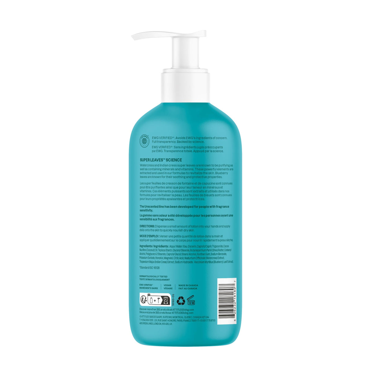 BIO SPECTRA ATTITUDE label closeup showing EWG verified seal and ingredient transparency