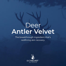 Bio Velvet placed on bathroom shelf in lifestyle scene suggesting daily skincare routine