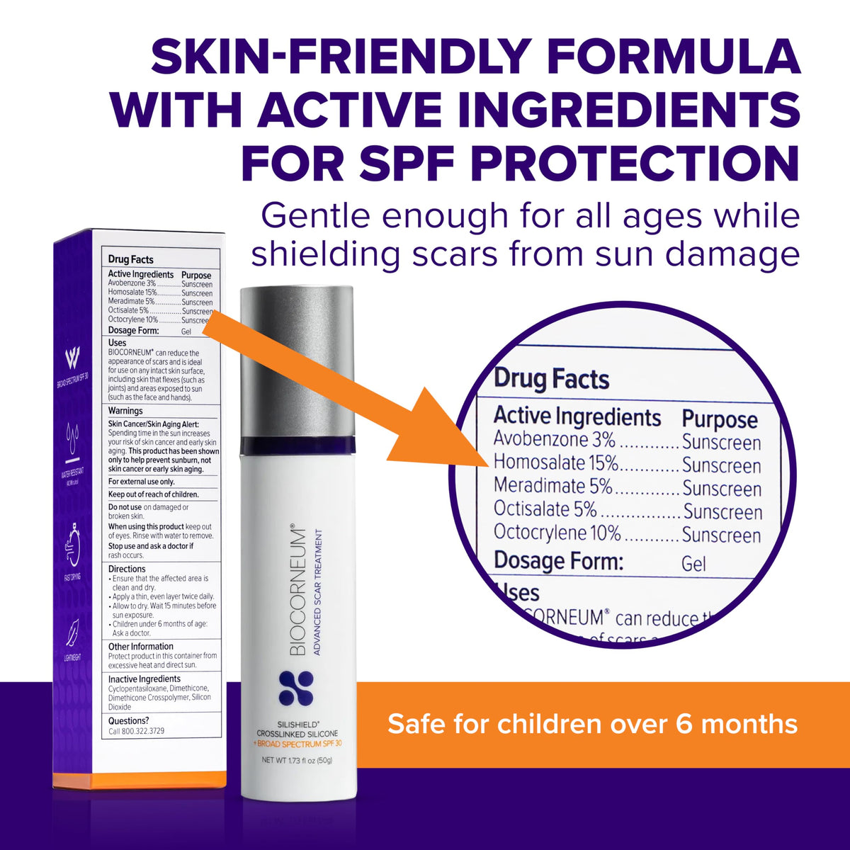 BIOCORNEUM packaging label highlighting Made in the USA and professional-grade formula
