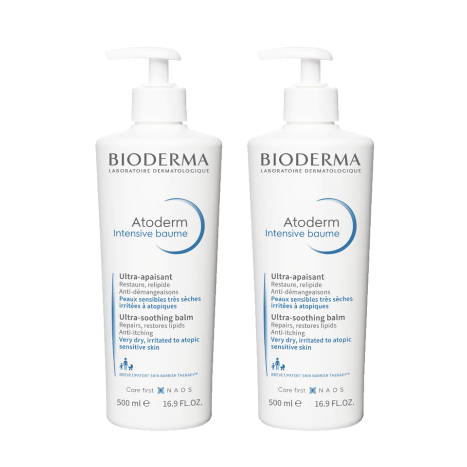 Bioderma Atoderm duo front packaging shows two bottles for extended use and convenience