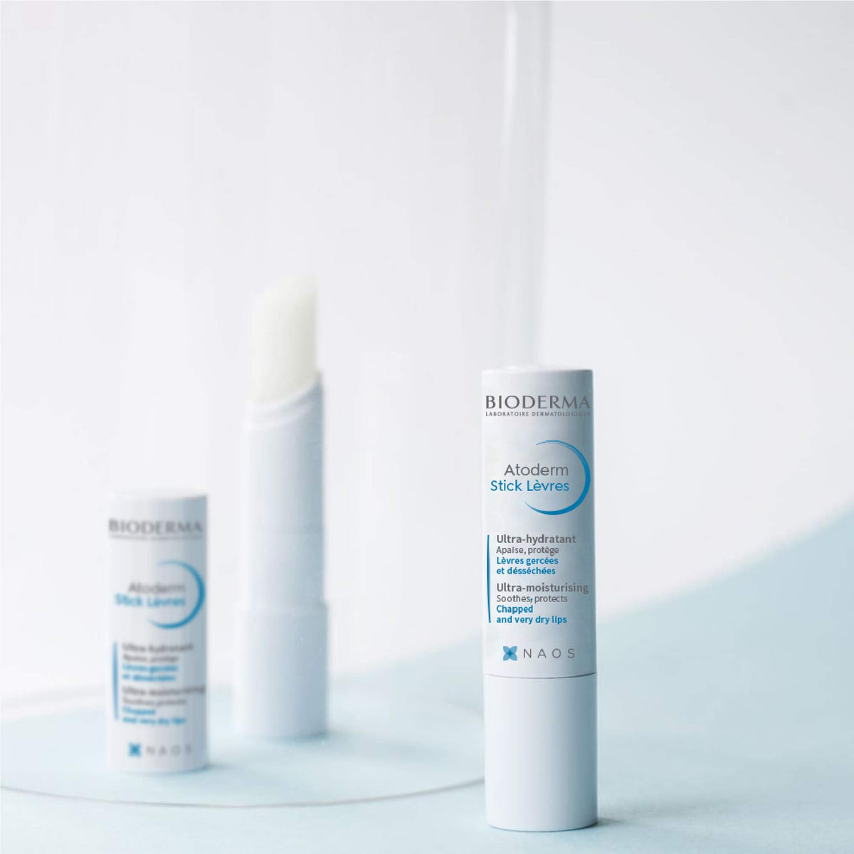 Bioderma Atoderm stick tucked into a travel bag for on-the-go hydration