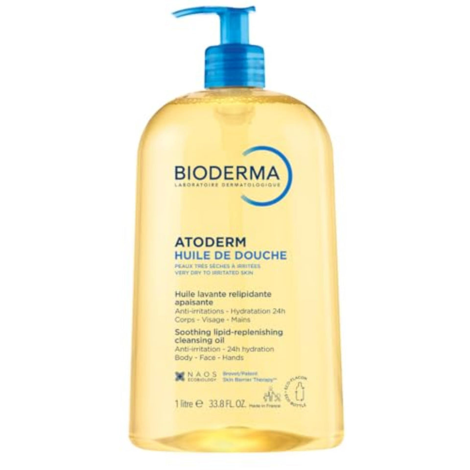 Bioderma Atoderm front packaging showing bottle and label for gentle cleansing
