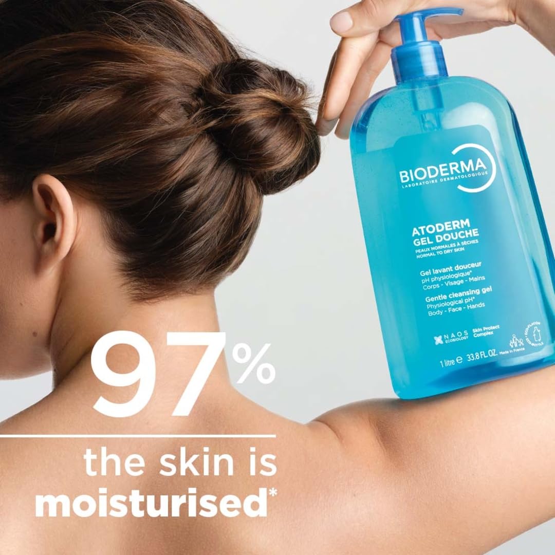 Size comparison of Bioderma bottle in a hand to show scale benefit