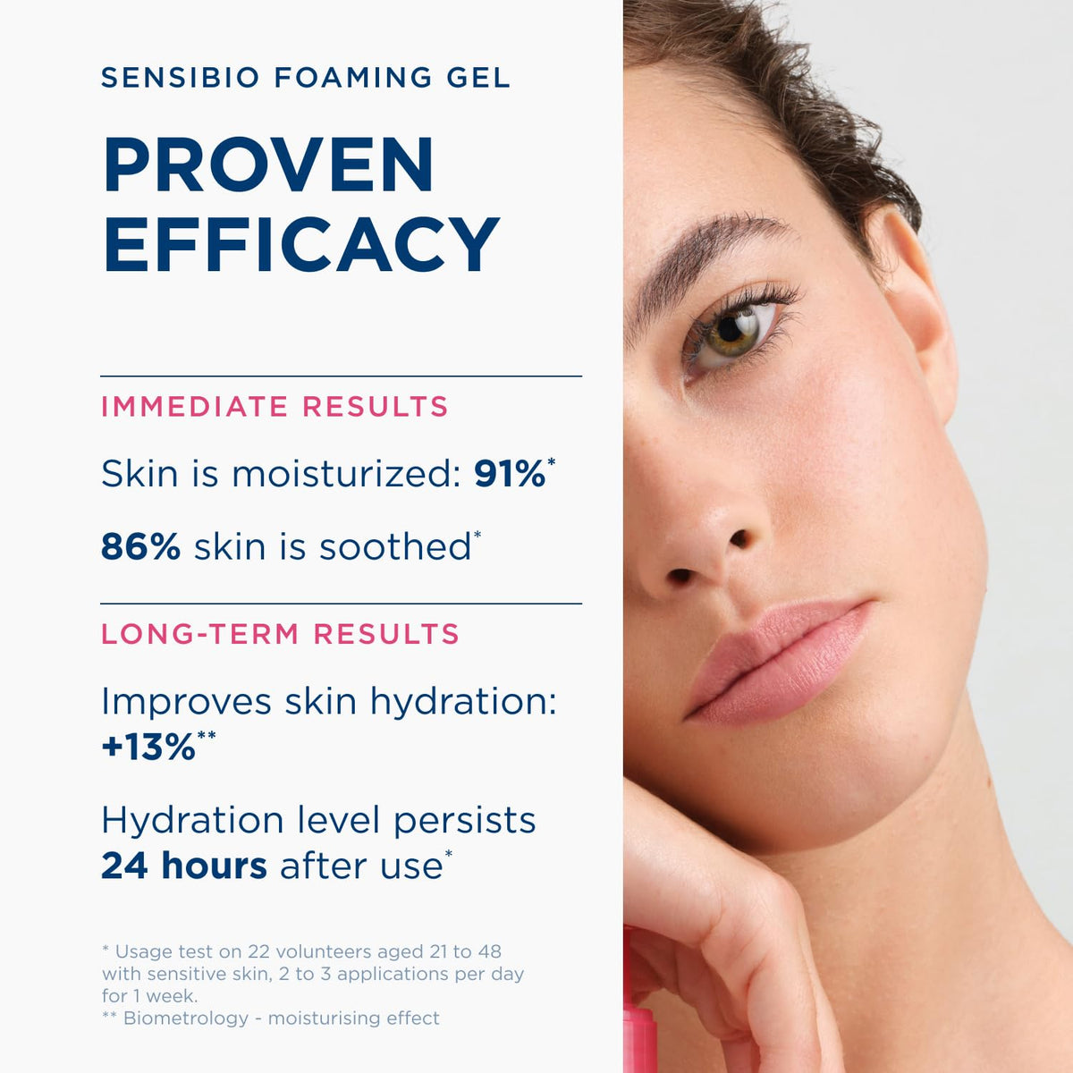 Close-up of Bioderma foam texture showing mild, creamy lather benefit